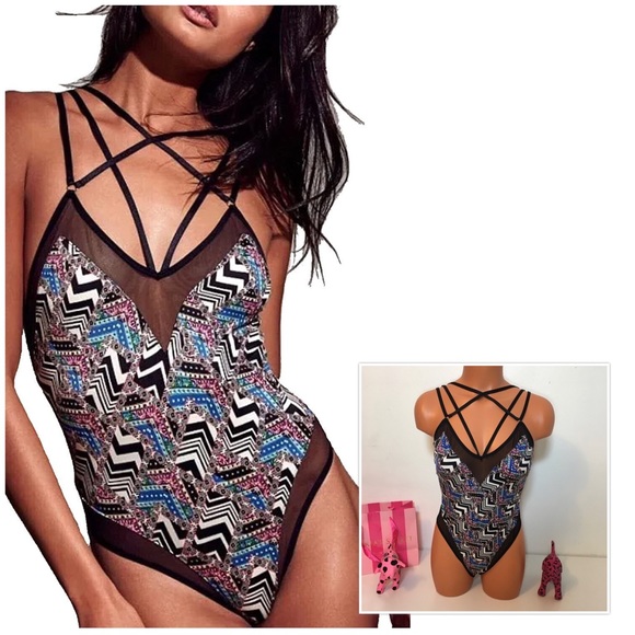 Victoria's Secret Other - NEW VS STRAPPY FRONT BODYSUIT TEDDY MESH DETAILS